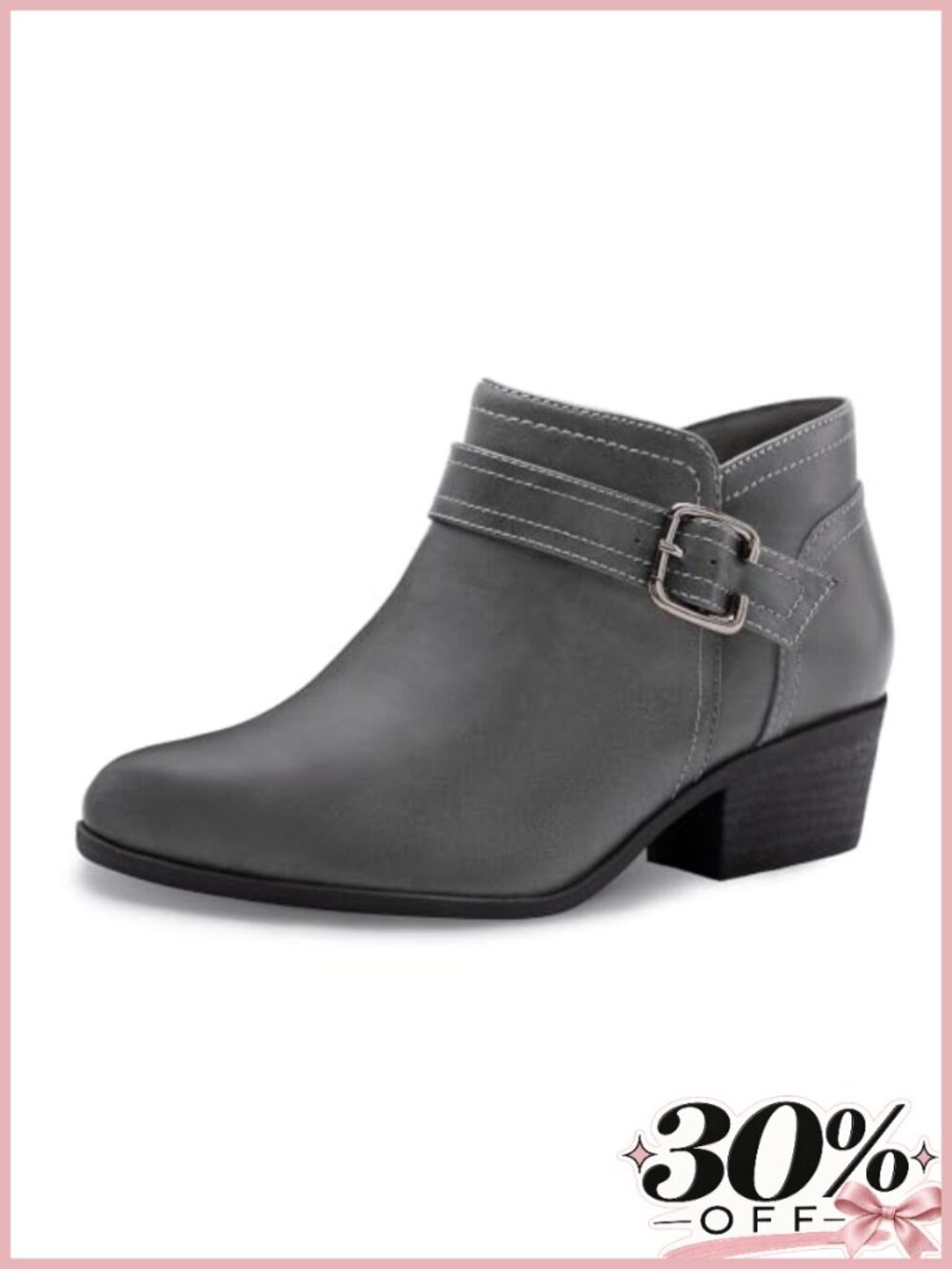 Women's Chunky Block Heel Pointed Toe Ankle Booties with Zip Closure